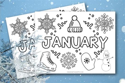 january coloring page   happy