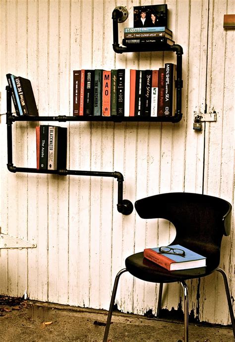 industrial pipe bookshelves by stella bleu designs bookcase porn