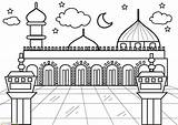 Mewarnai Gambar Mekah Masjid Paud Nabawi Pemandangan sketch template