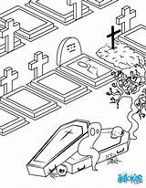 Cemetery Coloring Pages Graveyard Spooks Color Drawing Halloween Print sketch template