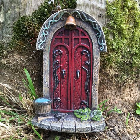 mini fairy door red double door  bell prezents