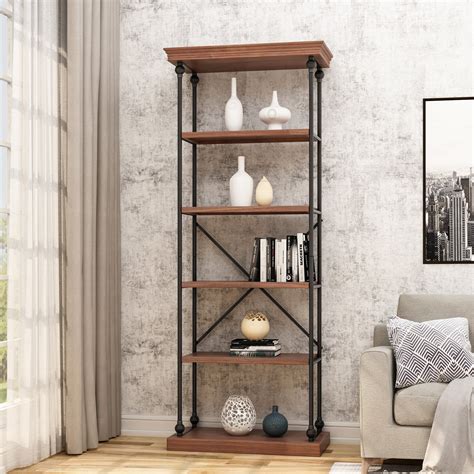 shelf wood metal etagere bookcase nh noble house furniture
