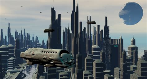 sci fi city shuttle 3d model sharecg
