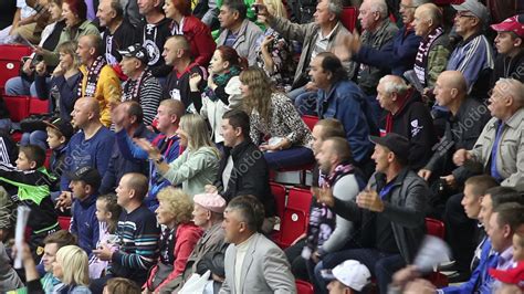close up of crowd at a hockey game stock video footage 9406604
