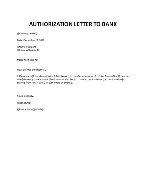 authorization letter  bank