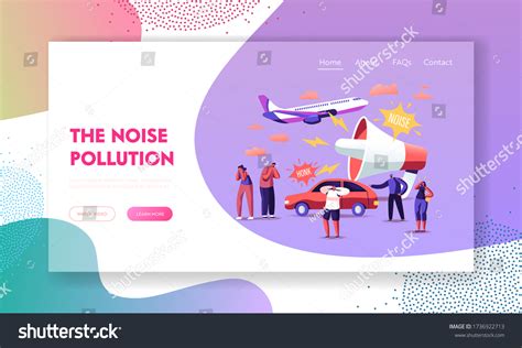 noise pollution landing page template tiny stock vector royalty   shutterstock