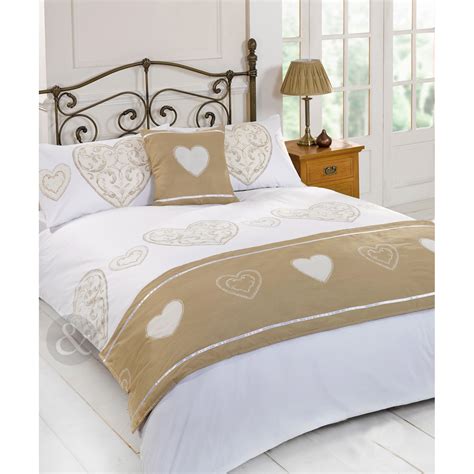 Vintage Love Heart Complete Bed Set Printed Duvet Cover Bed In Bag