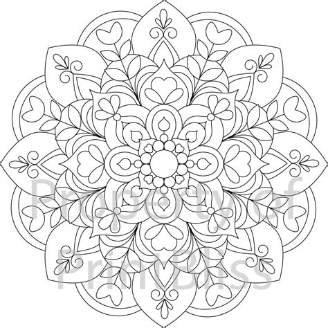 flower mandala printable coloring page etsy