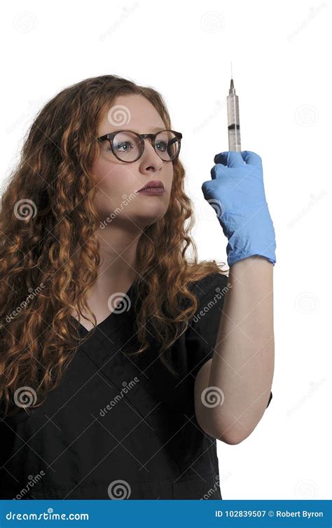 Female Doctor With Syringe Stock Image Image Of Patient 102839507