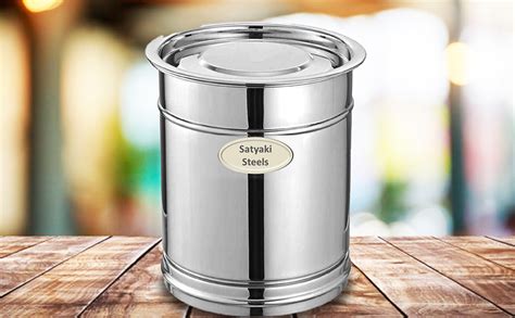 buy satyaki steels stainless steel grain storage container with lid 10
