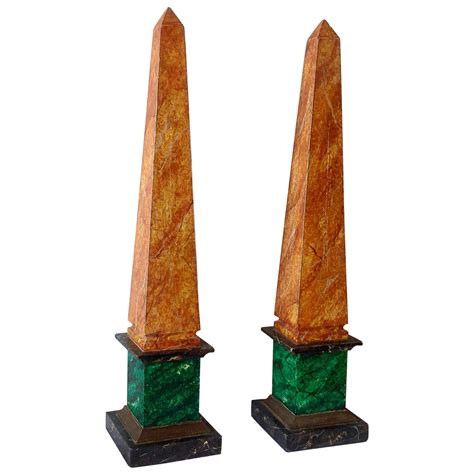 pair  art deco obelisks  sale  stdibs
