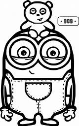 Minions Coloring Pages Cute Bob Bear Minion Silhouette sketch template