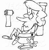 Toilet Coloring Cartoon Woman Stuck Toilets Pages Clipart Outlined Getdrawings Vector sketch template