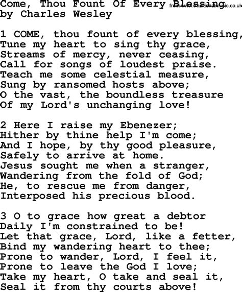 thou fount   blessing  charles wesley hymn lyrics