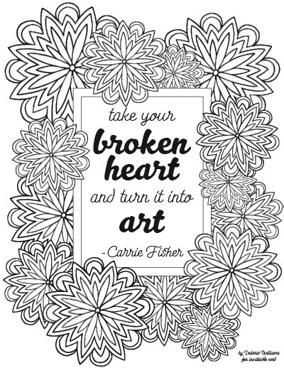 carrie fisher quote mandala coloring page