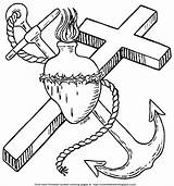 Anchor Sacred Cross Heart Coloring Rope Description Bible sketch template