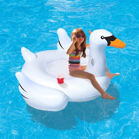 Blue Wave Products Elegant Giant Swan 73 Inflatable Ride On Pool Float