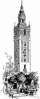 Giralda Seville Mosque sketch template