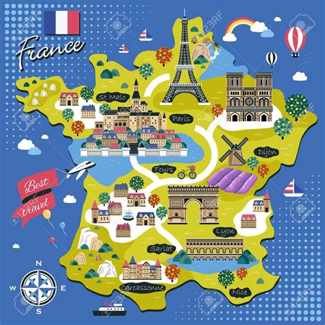 tourist map  france tourist attractions  monuments  france