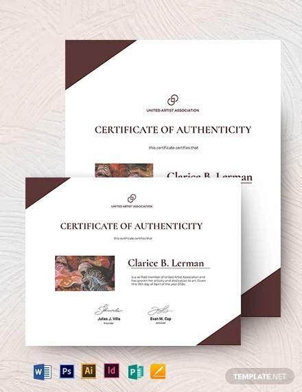 sample certificate  authenticity templates   psd ms