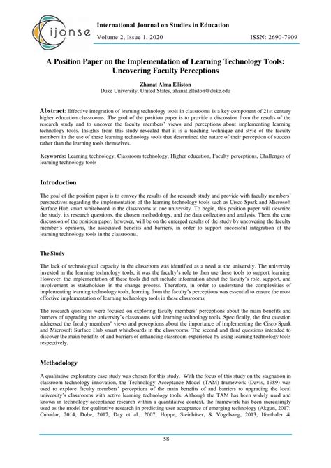 position paper   implementation  learning technology