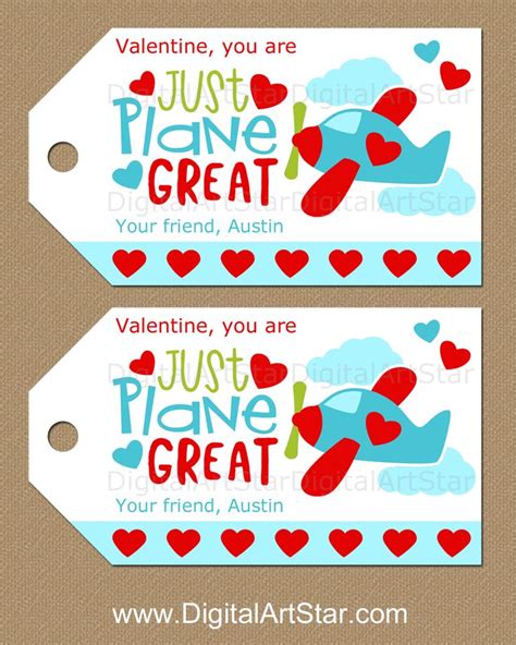 printable airplane valentines day tags  kids plane valentine gift