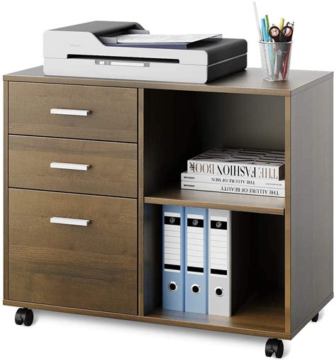 devaise  drawer wood file cabinet mobile lateral filing cabinet printer stand  open
