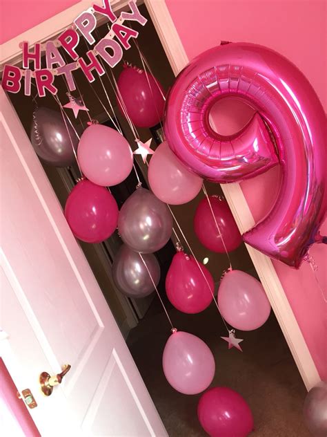 birthday morning surprise idea hanging balloons and birthday banner