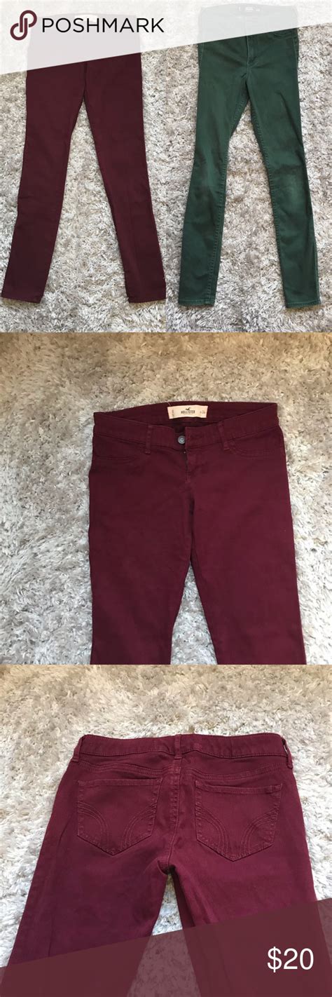 bundle of hollister skinny jeans size 0 burgundy jeans