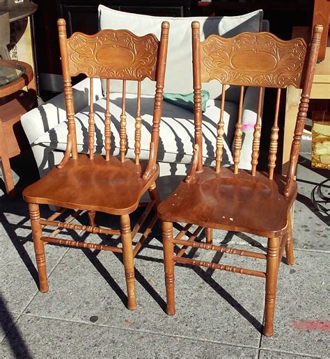 uhuru furniture collectibles sold pressed  oak dining chairs