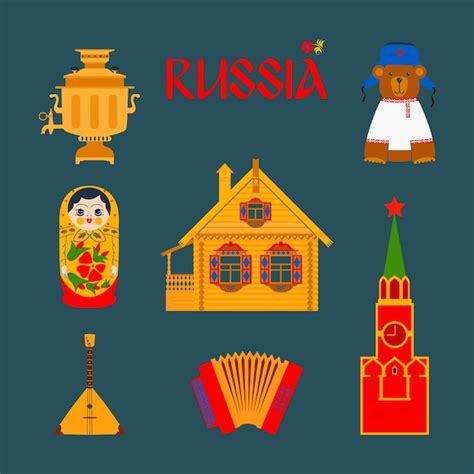 premium vector set  russian symbols