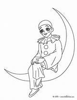 Pierrot Coloring Moon Hellokids Pages Print Online Color Coloriage La Carnevale Carnival sketch template
