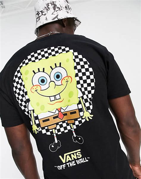 vans  spongebob spotlight pocket  print  shirt  black asos