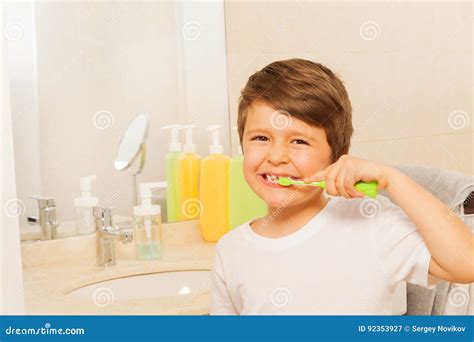 kid boy happy  brush teeth   morning stock image image  happiness lips