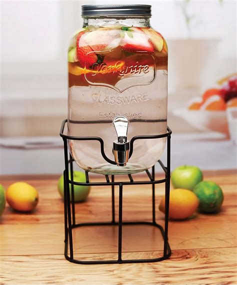 beverage dispenser  stand mason jar drink dispenser clear glass