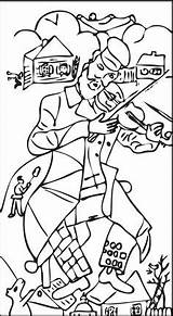 Chagall Marc Coloring Pages Artist Famous sketch template