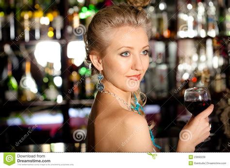 beautiful woman with a glass of wine stock image image