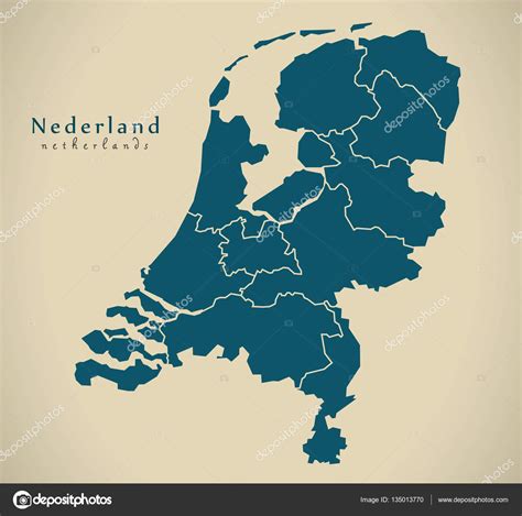 moderne kaart nederland met provincies nl stockfoto  ingomenhard