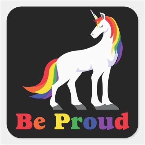 Unicorn Rainbow Proud Lgbt Square Sticker Uk