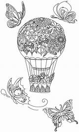 Coloring Air Balloon Hot Pages Adult Colouring Books Adults Balloons Tractor Printable Floral Mandala Butterfly Chibi Summer Girls sketch template