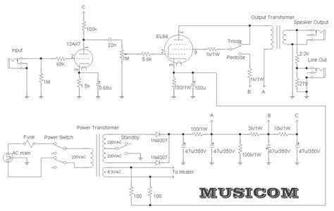build tube power amplifier   el circuit diagram