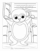 Tracing Jungle Animals Worksheets Safari Monkey Kids Coloring Preschool Pages Animal Itsybitsyfun Kindergarten Zoo Activities Writing Lion Crafts Pre Printables sketch template