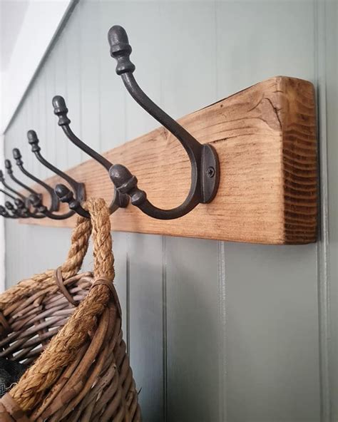 rustic wooden coat rack coat hooks wall mounted etsy uk