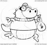 Robbing Lizard Bank Clipart Cartoon Outlined Coloring Vector Thoman Cory Royalty sketch template