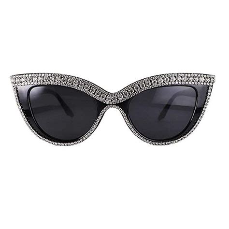 cat eye sunglasses bling rhinestones crystal black plastic frame