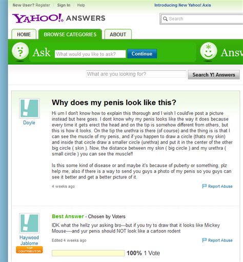 riggeth top 5 wierd yahoo answers questions invlolving penis