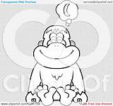 Orangutan Clipart Monkey Daydreaming Cartoon Bananas Coloring Drawing Outlined Vector Thoman Cory Getdrawings sketch template