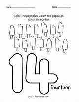 Number Counting Fourteen Writing Tracing Identification sketch template