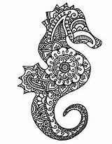 Coloring Pages Seahorse Mandala Animal Print Henna Mehndi Choose Board sketch template