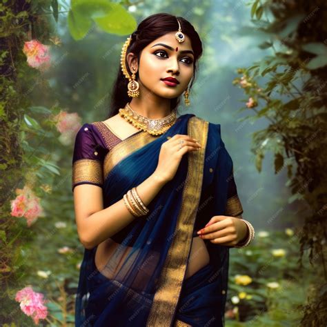 Premium Photo Beautiful Indian Teenage Female Model In Saree